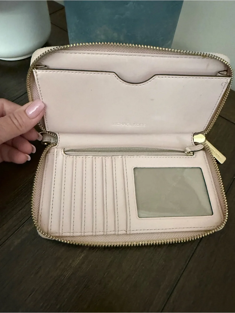 Michael Kors Beige & Light Pink Signature Wristlet